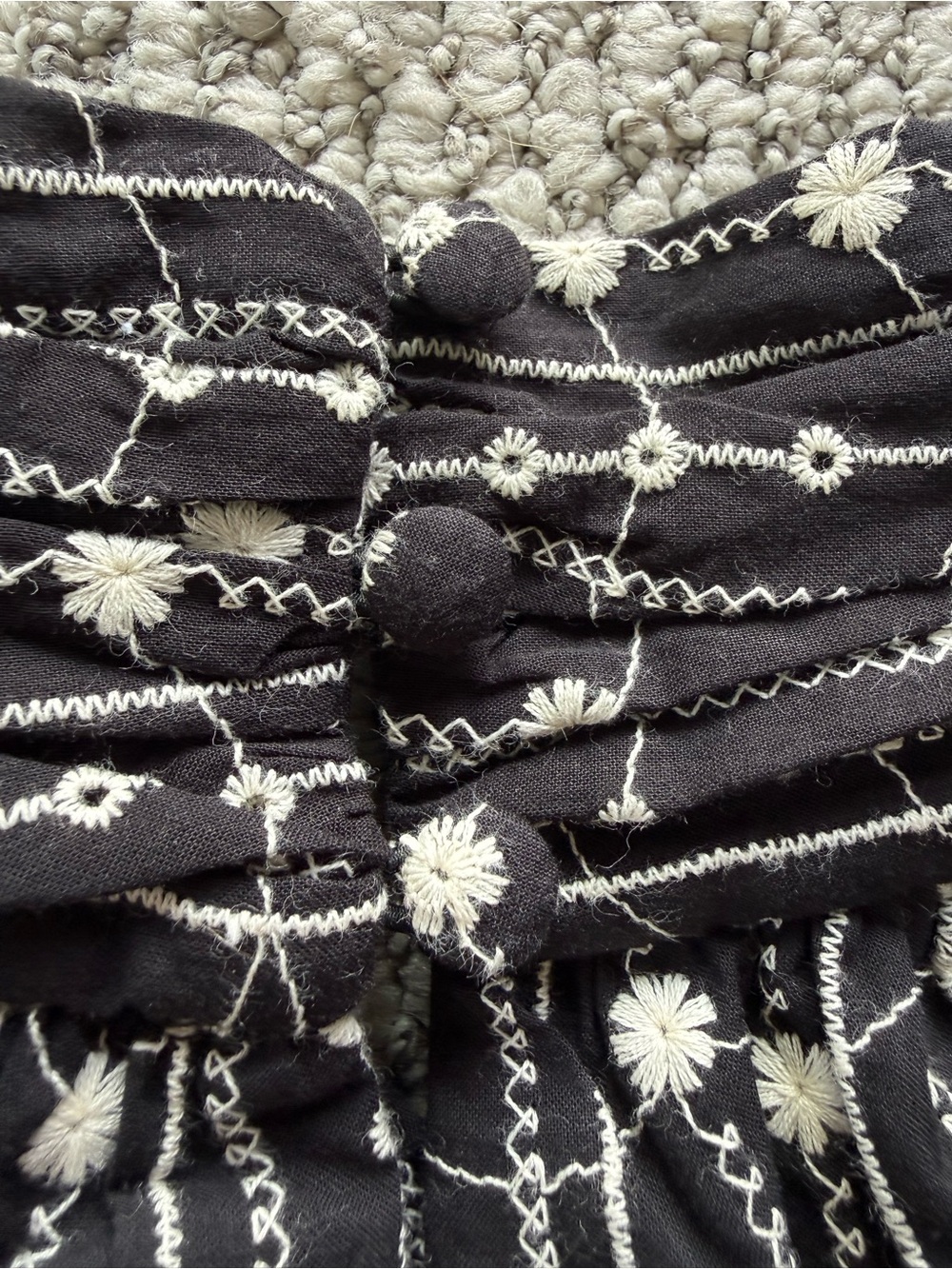 Derek Lam 10 Crosby 100% cotton Black Embroidered Blouse Peplum Sz 0 - Picture 6 of 6